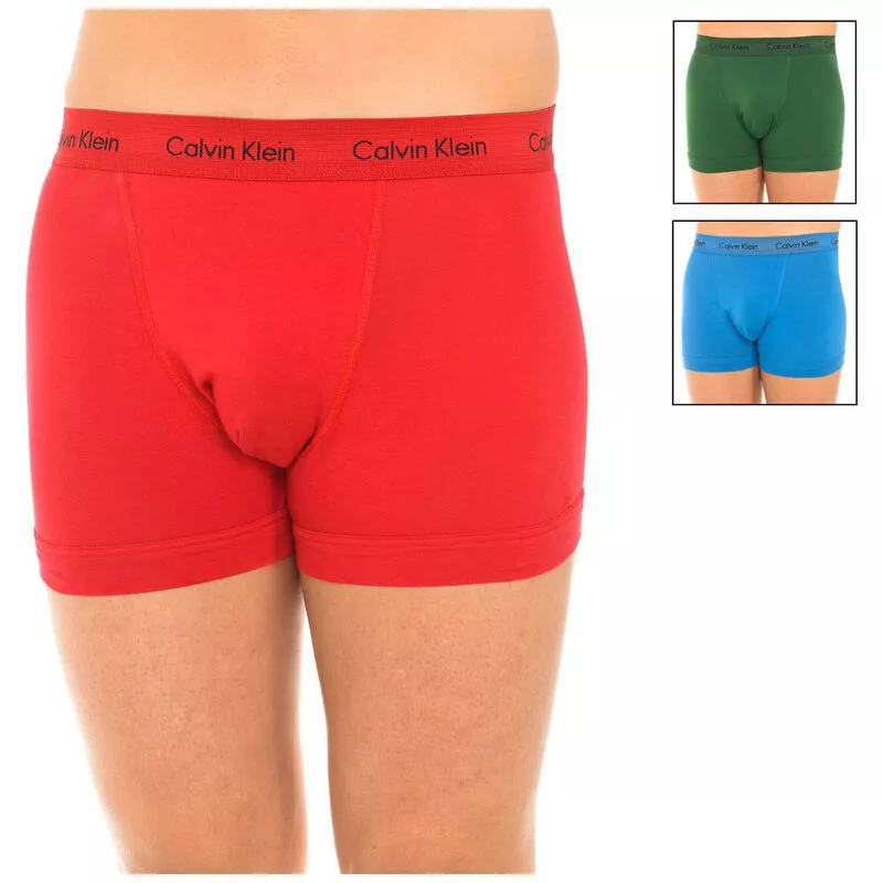 Calvin Klein Mens CK Classic 3-Pack Boxers (Red/Blue/Green) | Sportpur