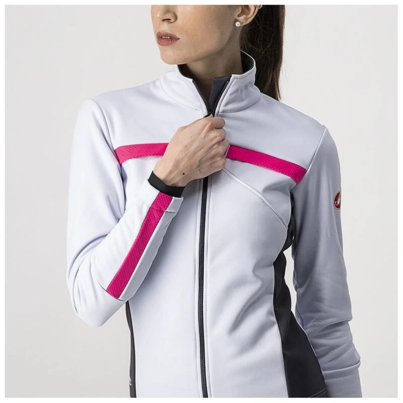 Castelli Womens Dinamica Jacket Silver Gray Dark Gray Pink Reflex