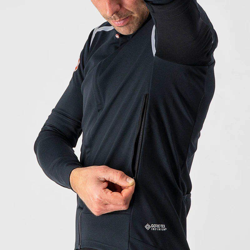 Castelli Mens Perfetto Ros Convertible Jacket Light Black Silver Refl