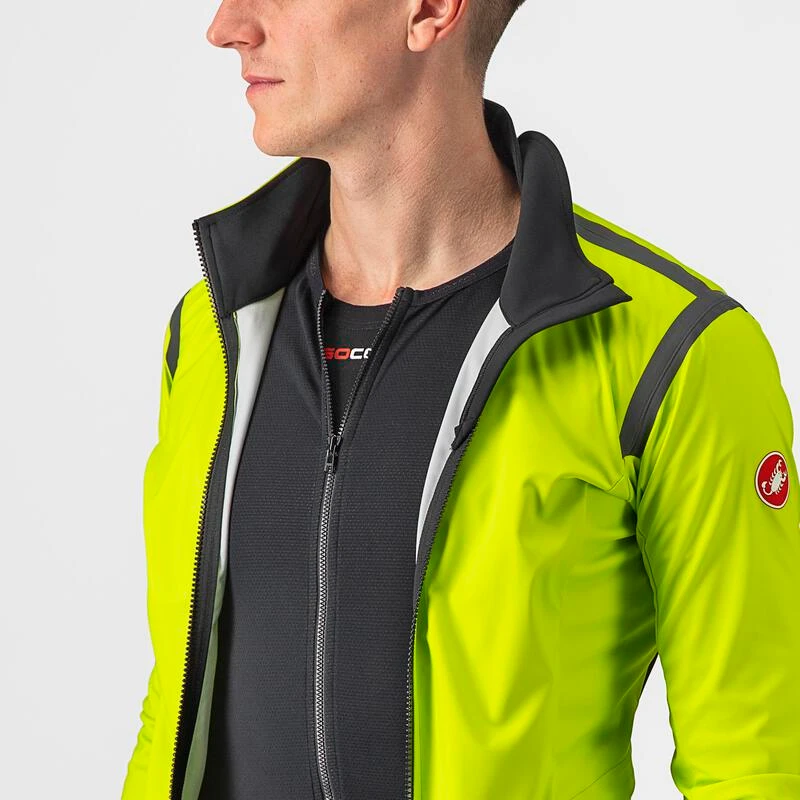 Castelli Mens Alpha Ros 2 Light Jacket Electric Lime Dark Gray Black
