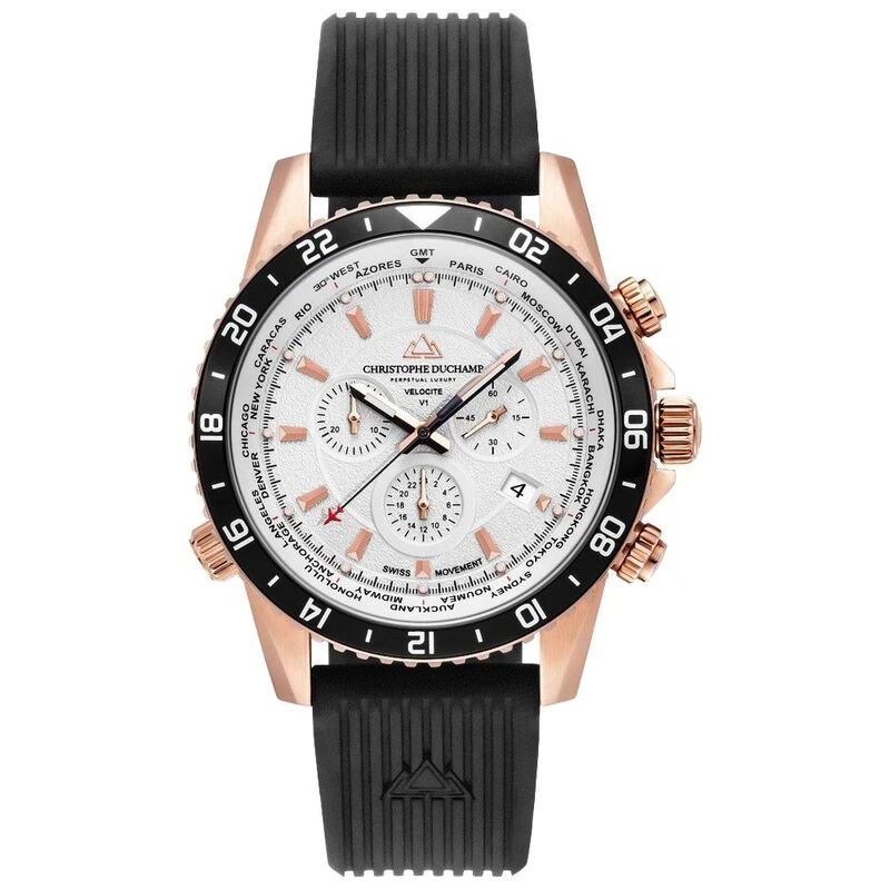 Christophe Duchamp Mens Velocite Vi Watch Rose Gold Black