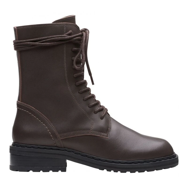 Clarks Womens Tilham Lace Casual Boots Dark Brown Leather