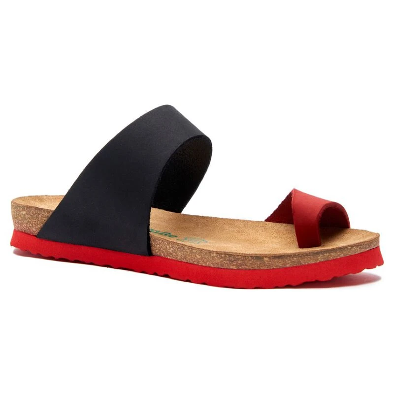 Comfortfusse Womens Nicole Sandals Red Black Nubuck Sportpursuit.c