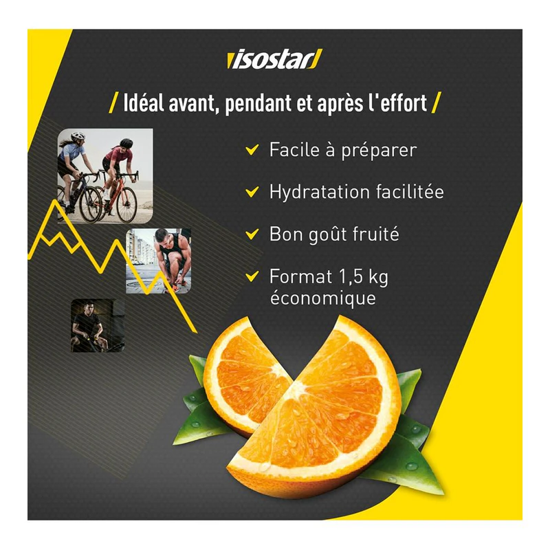Isostar Hydrate & Perform - Boisson Isotonique En Poudre - Saveur Orange - 1,5 Kg