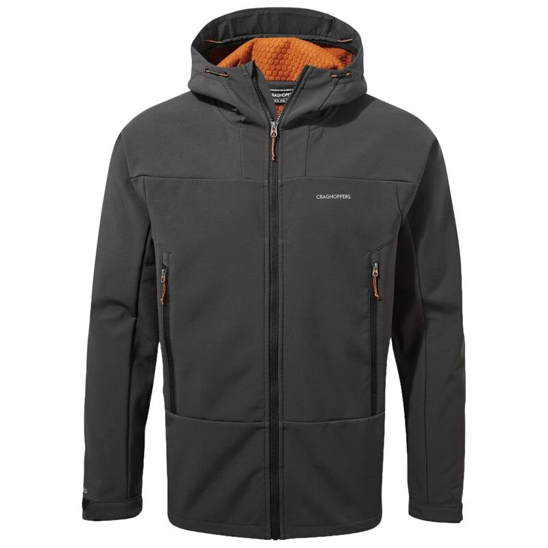 Craghoppers Mens Tripp Hooded Softshell Jacket Black Pepper Potters C