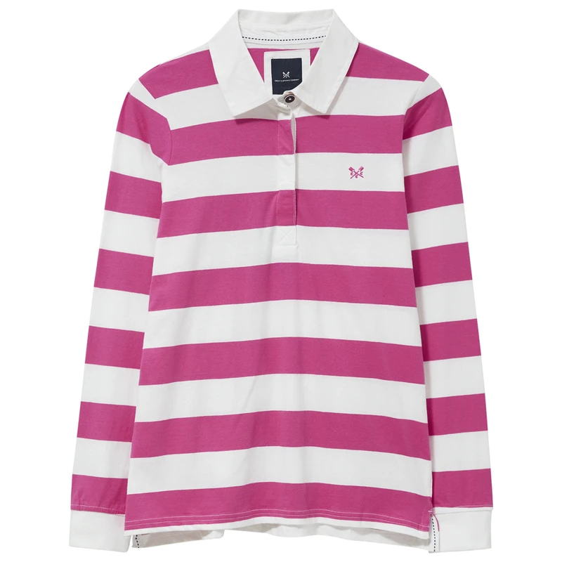 Women's striped rugby polo shirt hotsell