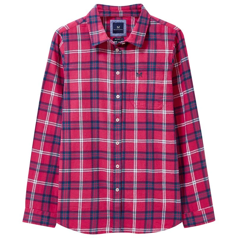 CrewClothingCo. Mens Flannel Check Shirt Raspberry Pink Navy Sport