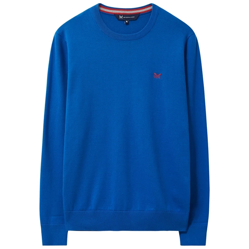 Crew Clothing Co. Mens Crew Neck Cotton Pullover (Strong Blue) | Sport