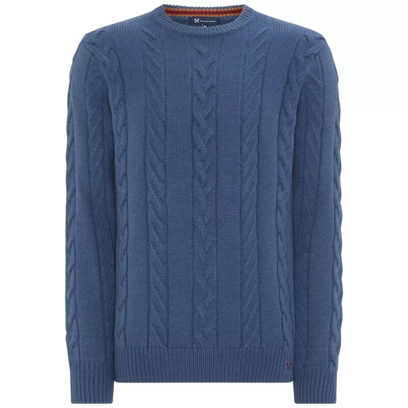 Crew Clothing Co. Mens Cable Crew Neck Pullover (Steel Blue) | Sportpu