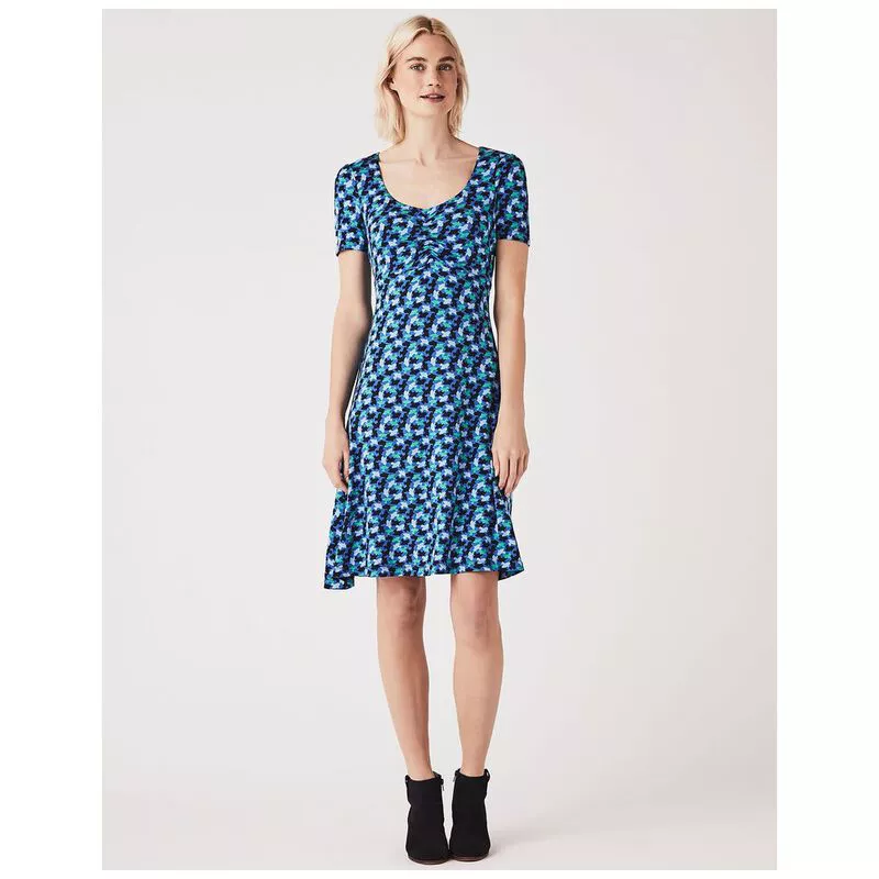 Crew Clothing Co. Womens Iris Jersey Printed Tea Dress Navy Stripe Bl