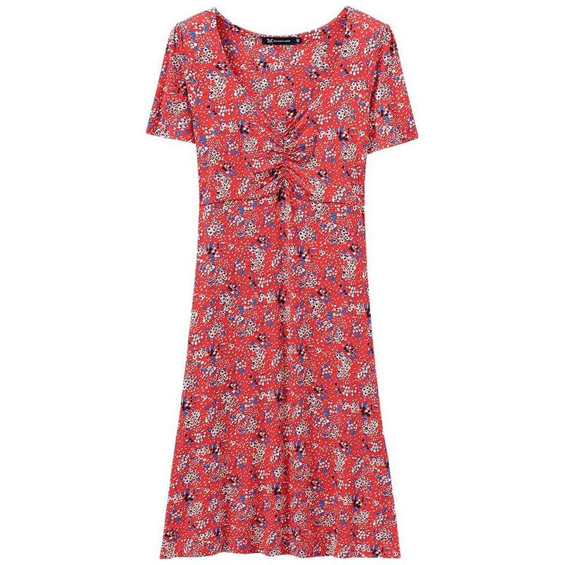 Crew Womens Iris Jersey Printed Tea Dress Red Sportpursuit