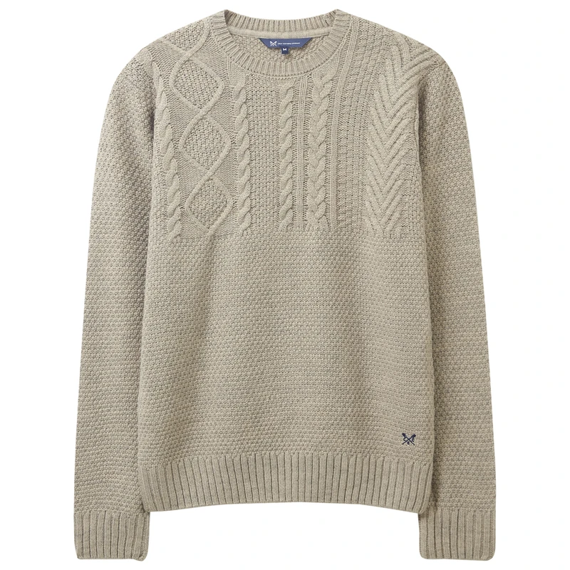 Crew Clothing Co. Mens Cable Knit Pullover Mink Sportpursuit