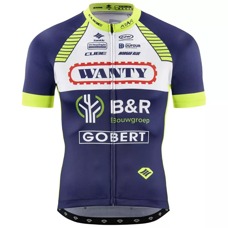 Cube Mens Team Wanty Cycling Jersey Blue Yellow Sportpursuit
