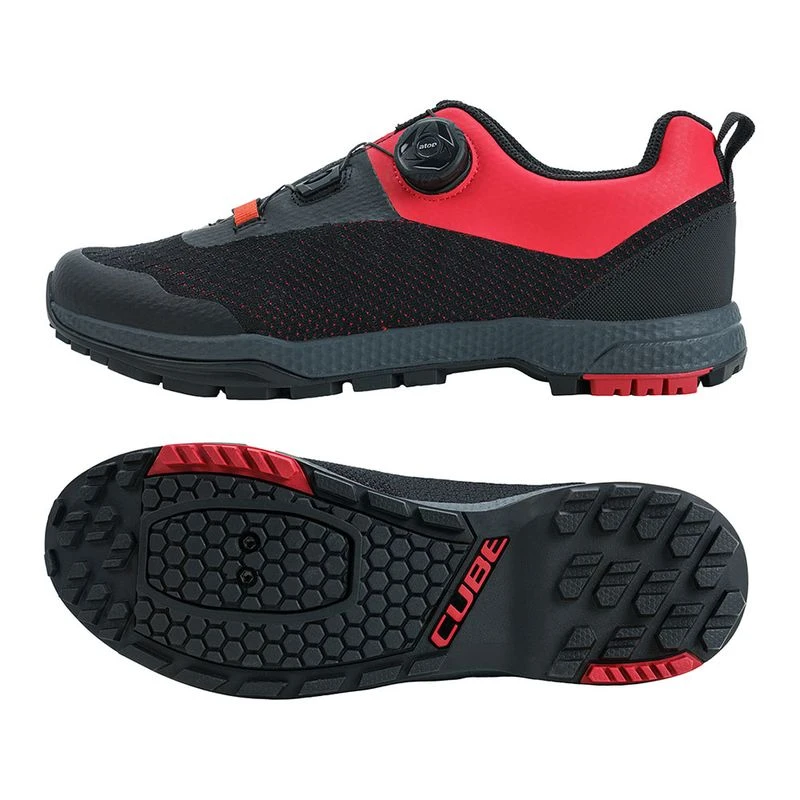 Cube Mens ATX OX Pro Cycling Shoes Black Red Sportpursuit