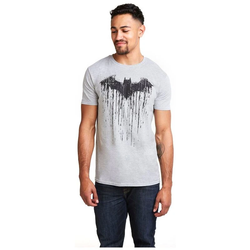 DC Comics Men's Batman Burnout T-Shirt - Charcoal/Grey Merchandise
