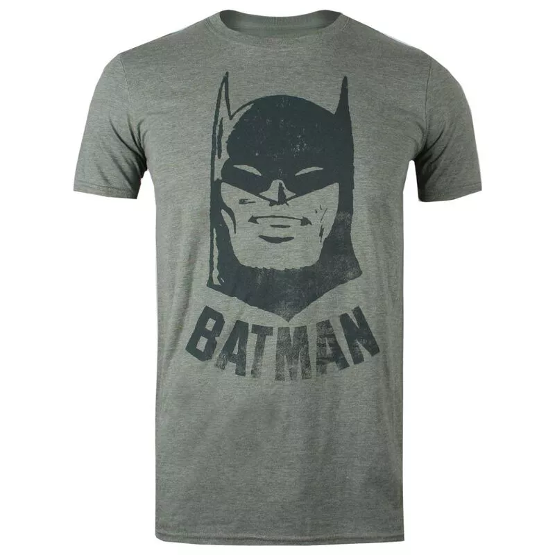 DC Comics Mens | T-Shirt (Heather Sportpursui Batman Military) Vintage