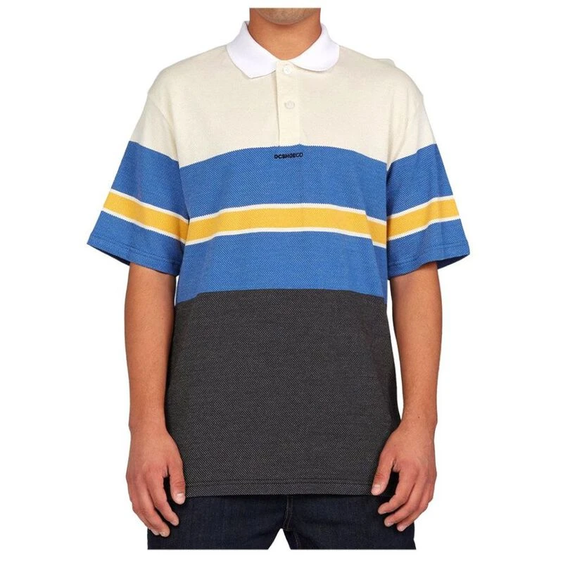 DC Shoes Mens Rallystripe Polo Shirt Blue White Black Sportpursuit