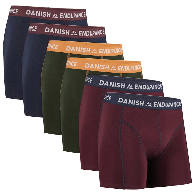 DanishEndurance Mens Classic 6 Pack Underwear (Navy Blue/Bordeaux, Gre