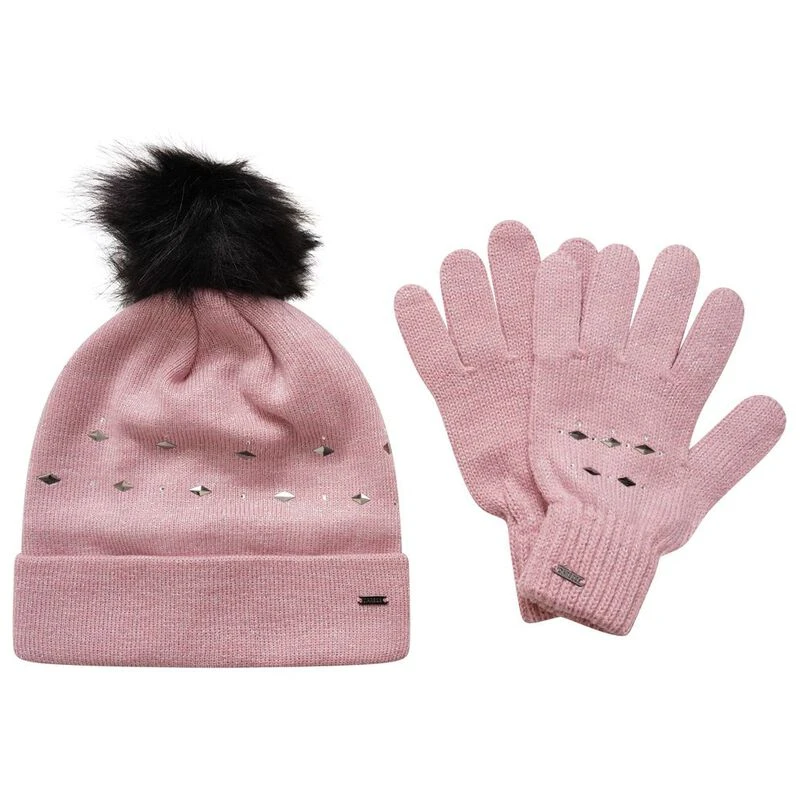 Dare2B Womens Bejewel II Hat & Gloves Set (Powder Pink) Sportpursuit