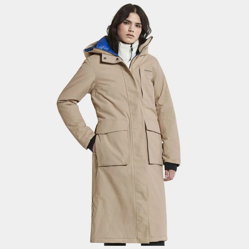 Didriksons Womens Leya Long Waterproof Insulated Jacket Clay Beige