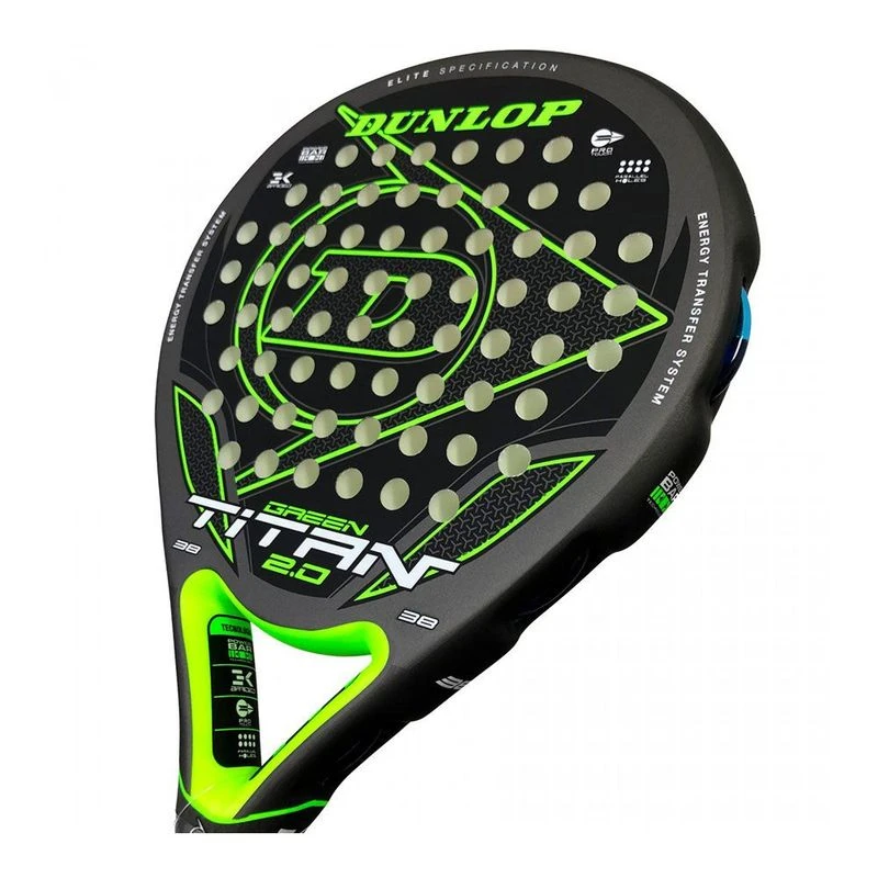 Raquette De Padel Dunlop Titan 2.0 Green - Pour Joueurs Avancés, Cadre Graphite, Puissance Et Contrôle