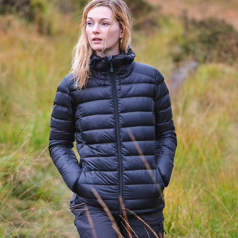 Fjern Womens Arktis II Down Hooded Jacket Stealth Sportpursuit