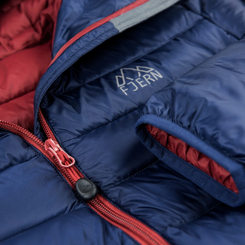 Fjern Mens Arktis II Down Hooded Jacket Navy Rust Sportpursuit
