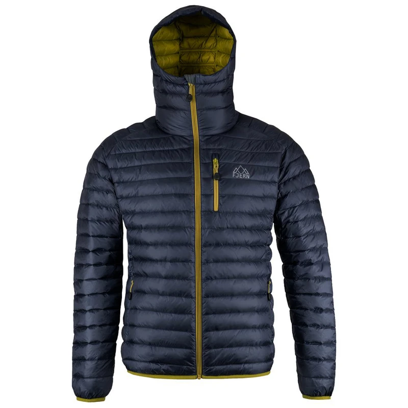 Fjern Mens Aktiv Hooded Down Jacket Storm Grey Lime Sportpursuit.c