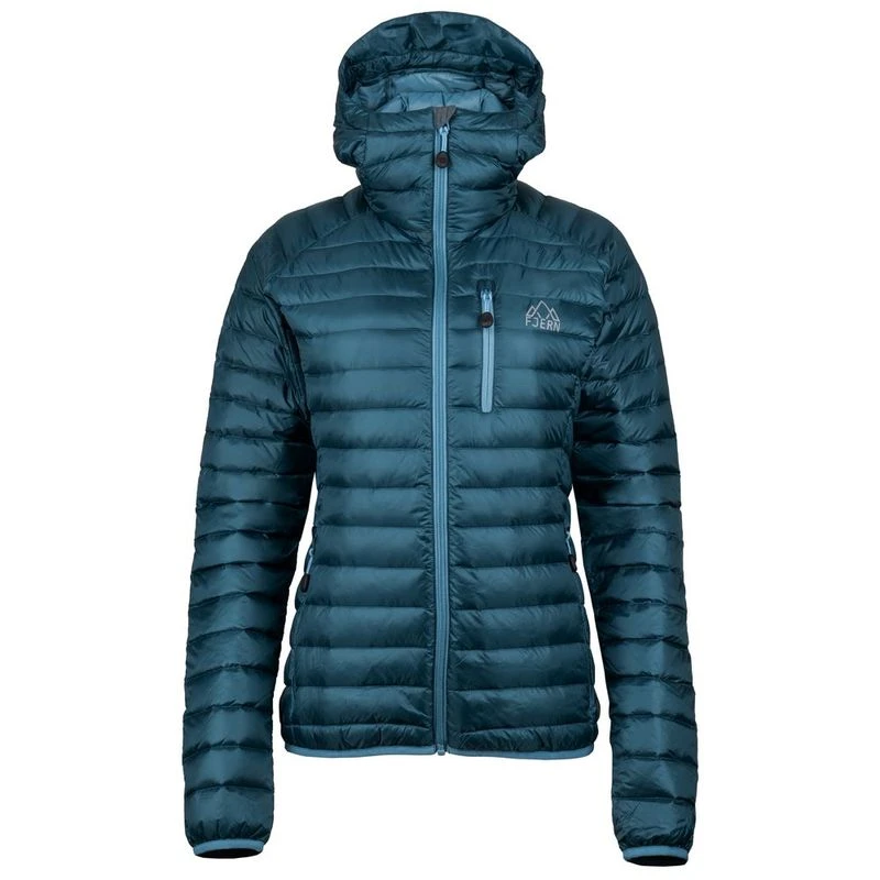 Fjern Womens Aktiv Hooded Down Jacket (Petrol/Arctic Blue) | Sportpurs