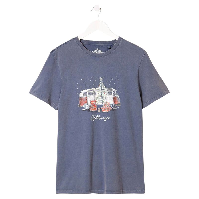 T-shirt Homme Fat Face Rayé Bleu Taille L - Bon état