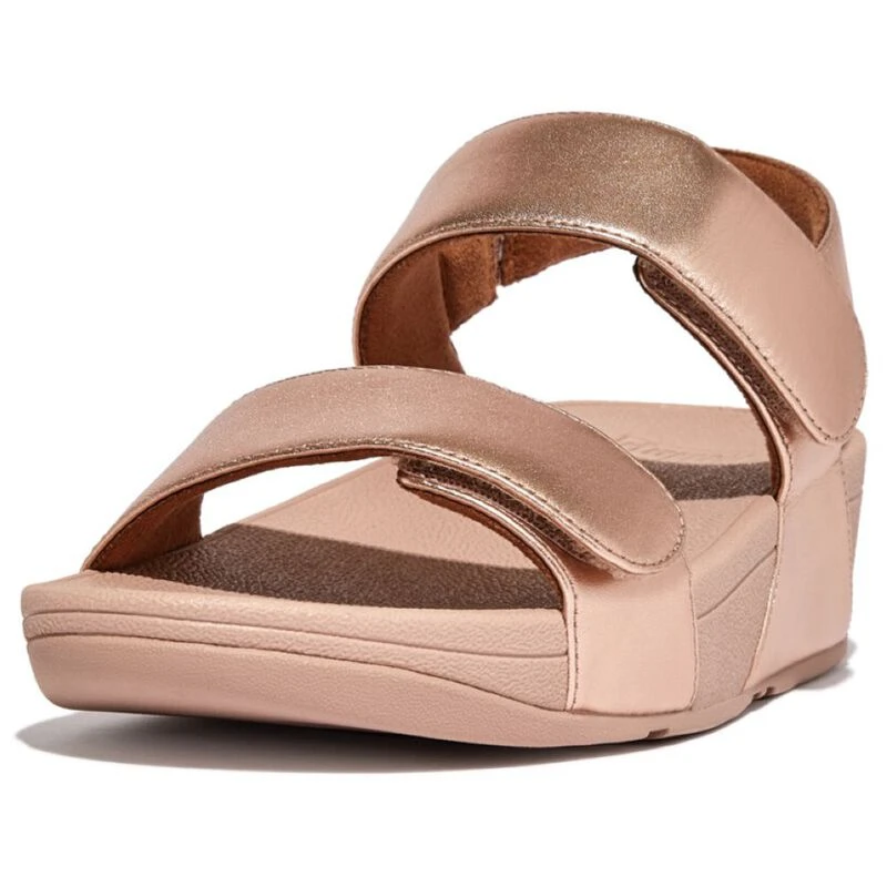 FitFlop Womens Lulu Adjustable Leather Sandals Rose Gold Sportpurs