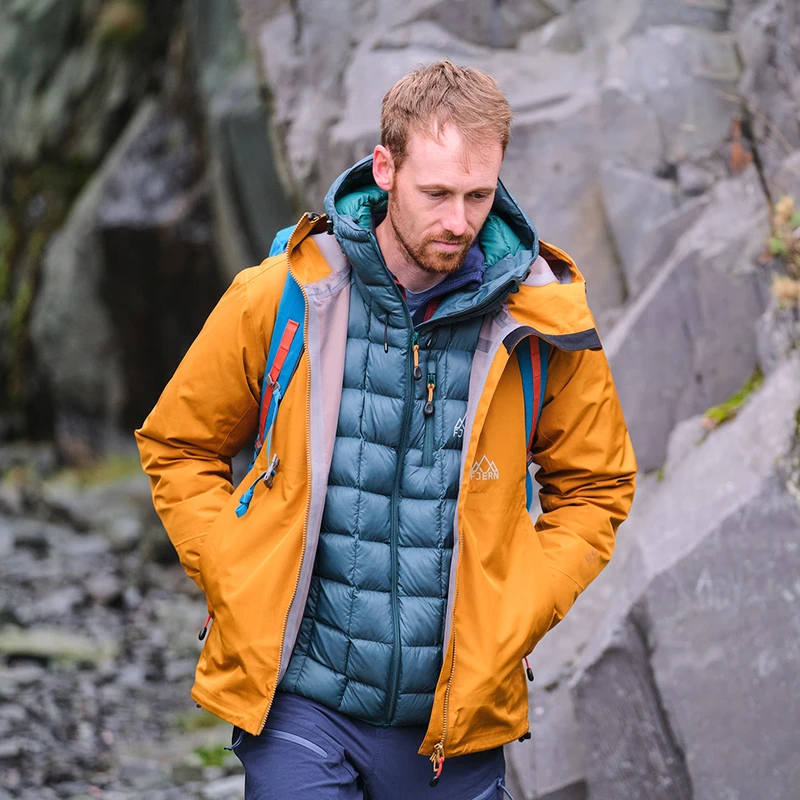 Mens Forsvar Eco Waterproof Jacket Mustard Fjern