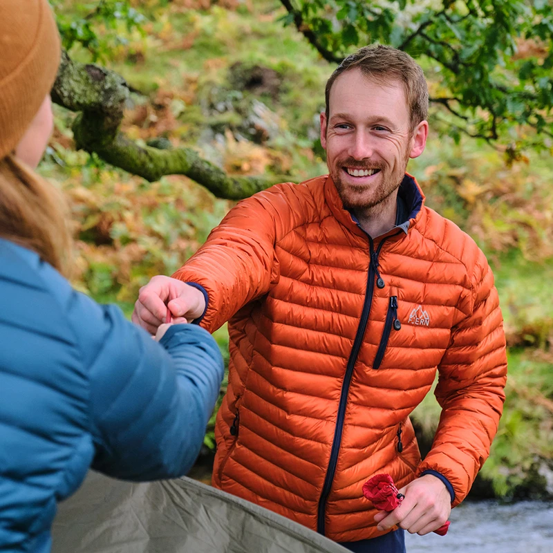 Fjern Mens Aktiv Hoodless Down Jacket Burnt Orange Navy Sportpursu