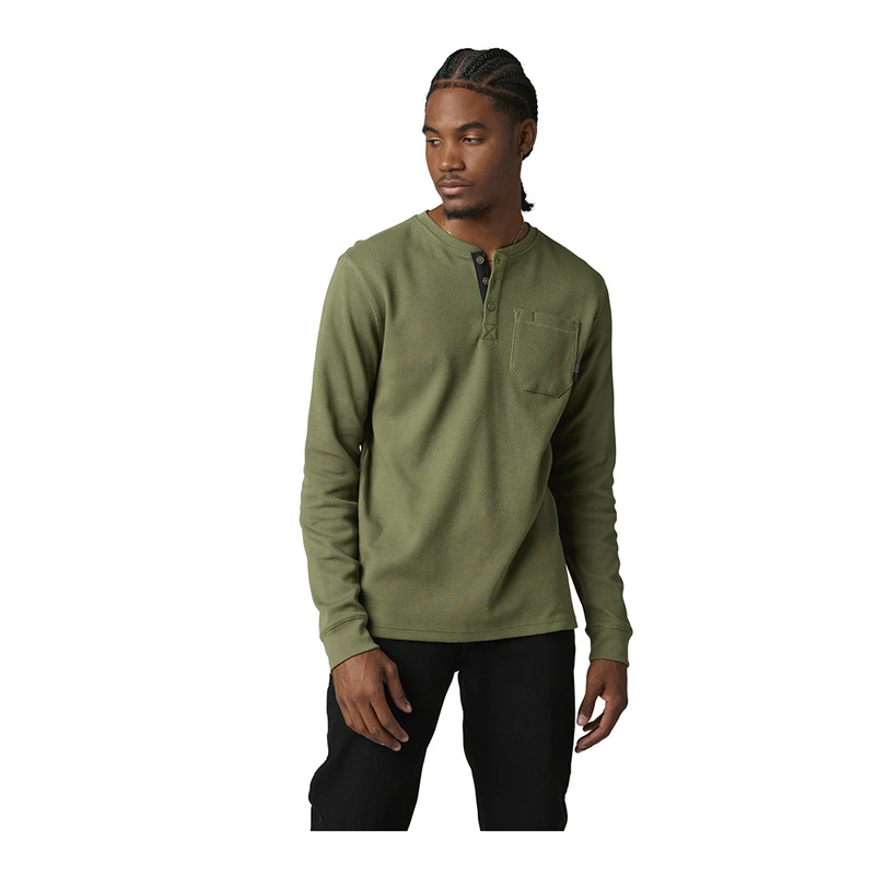 Fox Mens Grunt Work Thermal Henley T Shirt Green Sportpursuit