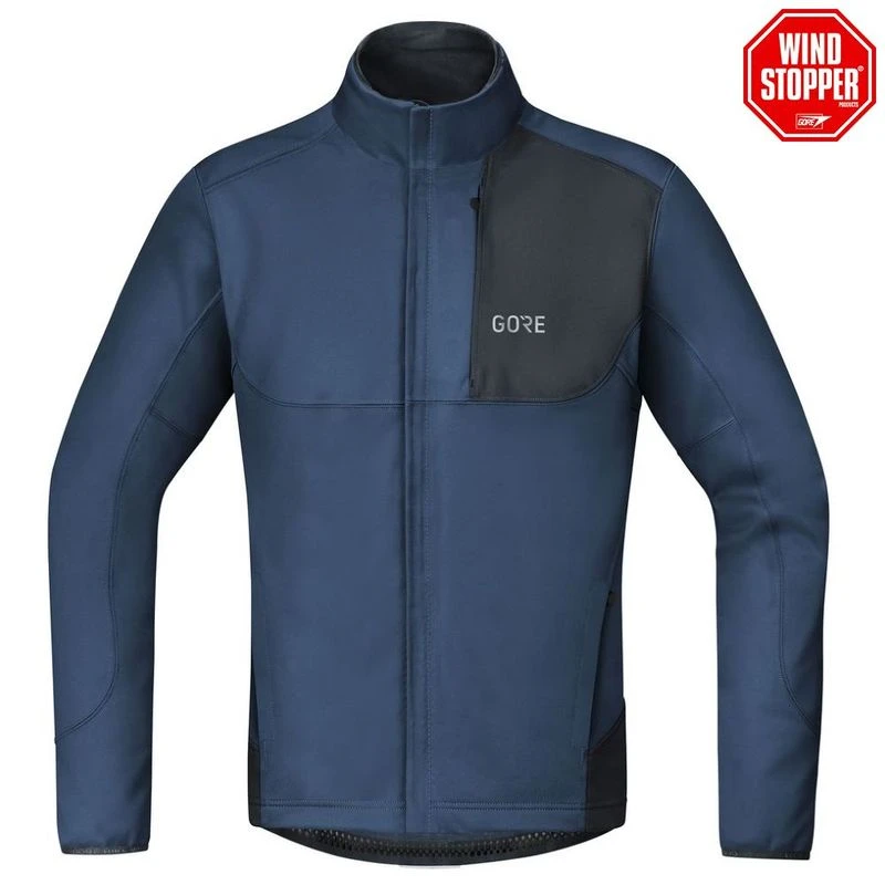 GORE Mens C5 Windstopper Thermo Trail Jacket Deep Water Blue Black