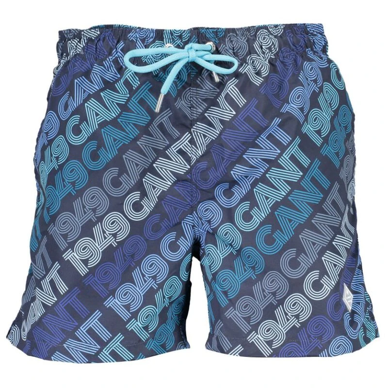 GANT Men's Logo Swim Shorts - Fresh Blue Recycled Polyamide Board Shorts With Pocket