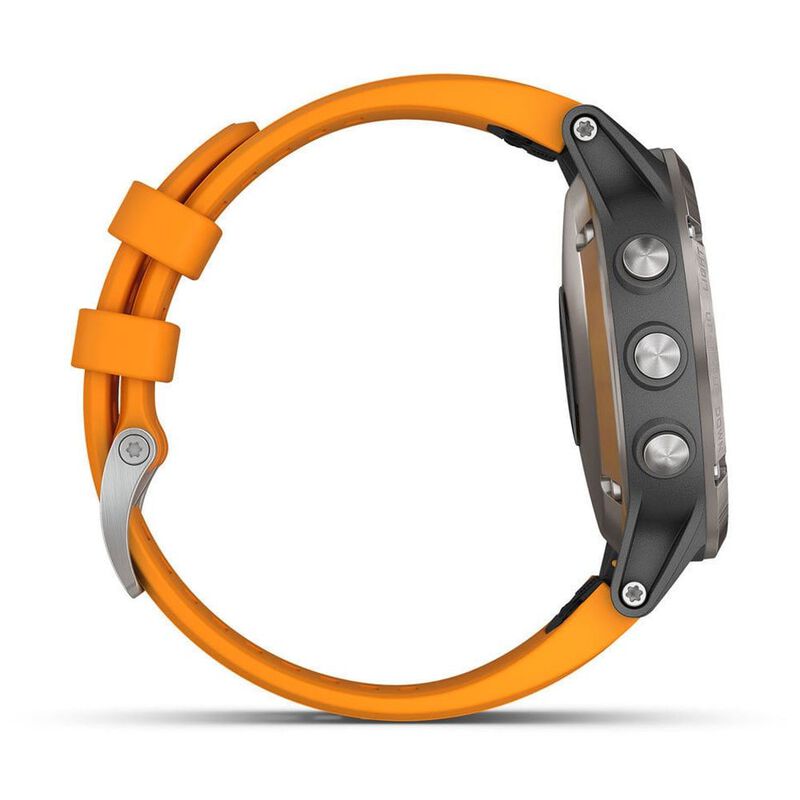 garmin fenix 5 plus sapphire titanium with solar flare orange band