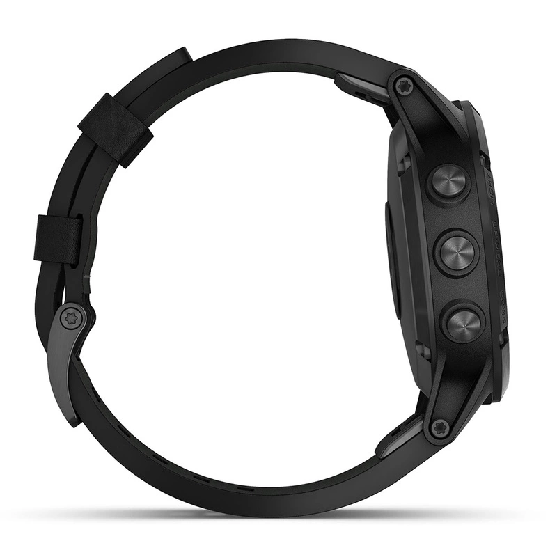 Garmin Fenix 5 Plus Sapphire 47mm Leather Strap Watch Black Sportp
