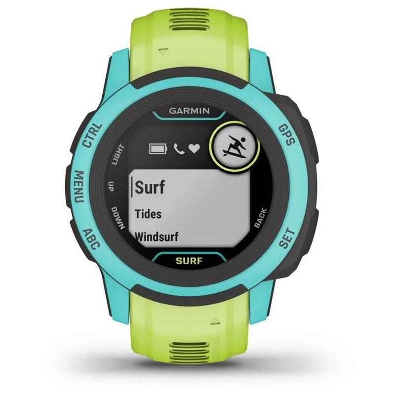 Garmin Instinct 2S Waikiki Surf Edition Watch Lime Blue Sportpursu