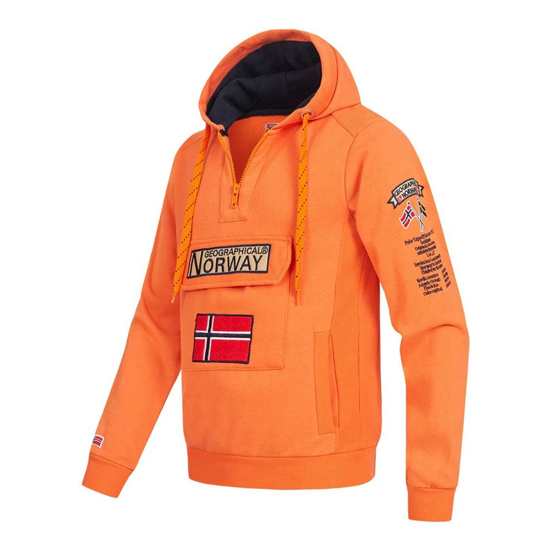 Geographical Norway Gymclass Lady - Sweat Femme Zip Capuche Poches - Sweatshirt Manches Longues Chaud Hoodie Veste - Pull Femmes Saison Printemps Ete Automne Hiver (Bleu Royal S