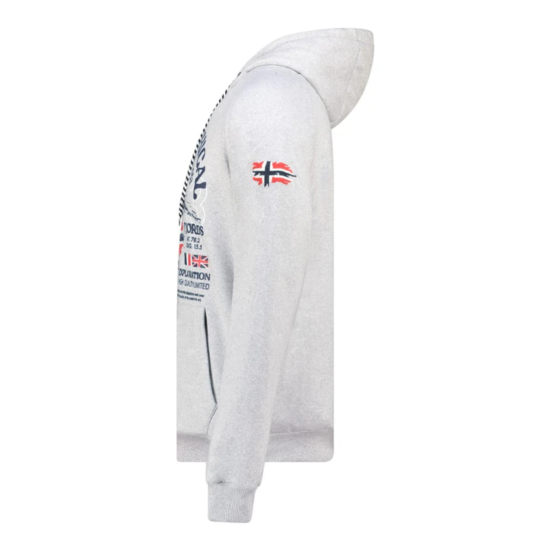 Polaire Gris Homme Geographical Norway Tugood - Col Montant, Capuche, Manches Longues
