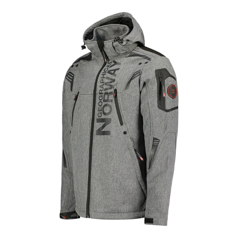 Geographical Norway Veste Softshell Homme - Automne Hiver, Coupe-Vent Imperméable Avec Capuche Amovible Et Doublure Polaire