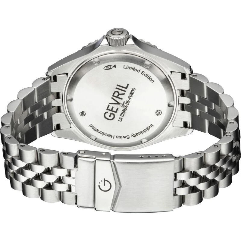 Gevril Mens Wall Street Watch Silver Black Green Sportpursuit