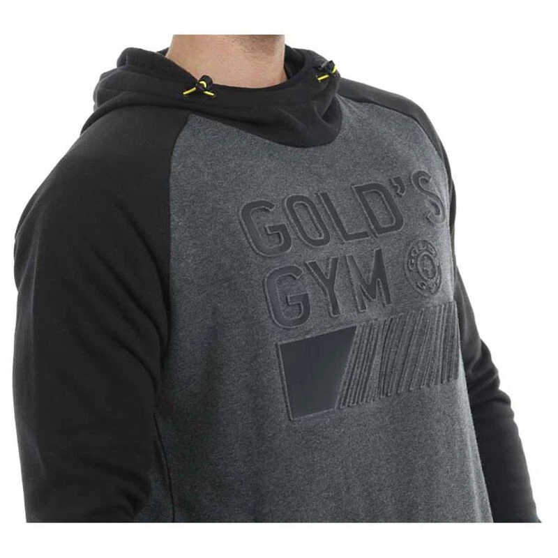 Golds Gym Mens Gym Embossed Detail Hoodie Charcoal Marl Sportpursu