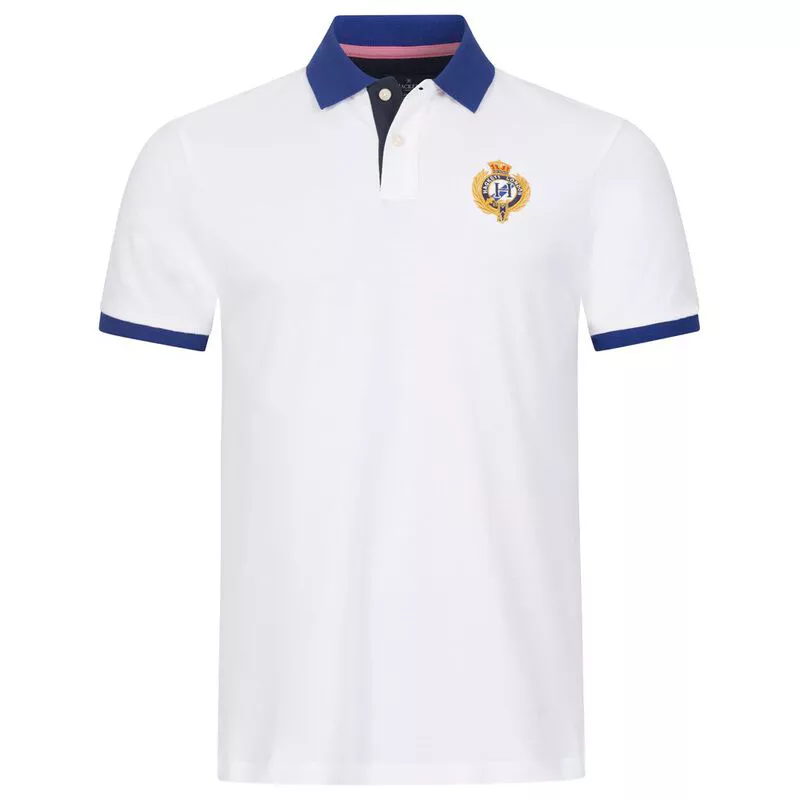 Hackett Mens Under Collar Polo Shirt (White/Multi) | Sportpursuit.com