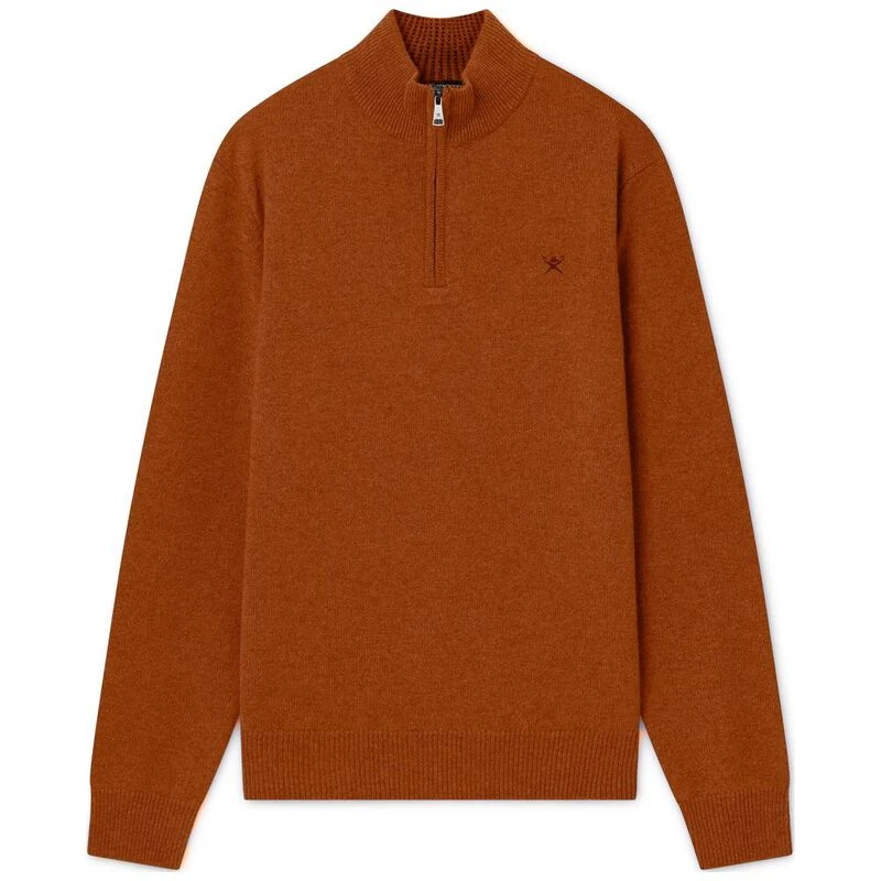 Hackett Mens Lambswool Half Zip Pullover Rust Sportpursuit