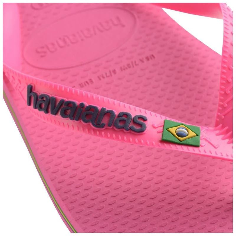 Havaianas Brasil Logo Neon Flip Flops (Pink Flux/Pink Flux