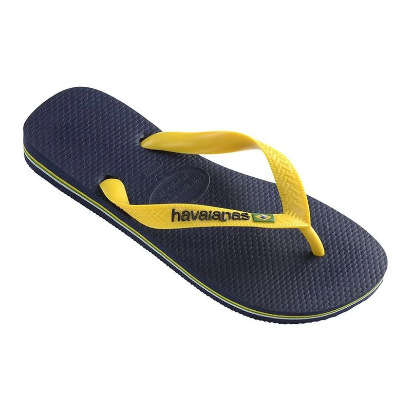 シューズ・サンダルその他 Havaianas Brasil Logo Marine Blue/Citrus Yellow Amazon.com | Havaianas Women's Brazil Logo Flip Flop Sandal