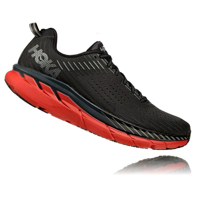 Hoka One One Mens Clifton 5 Shoes (Dark ShadowSpicy Orange Hoka One One Mens Clifton 5 Shoes (Dark ShadowSpicy Orange