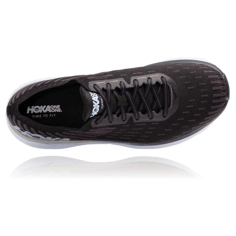 Hoka One One Womens Clifton 5 Knit Shoes Black White Sportpursuit
